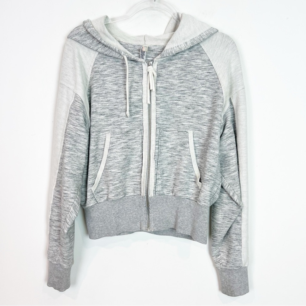 FREE PEOPLE MOVEMENT SHADOWBOXER GRAY SPACE DYE FULL ZIP HOODIE SWEATSHIRT SZ XS - Picture 2 of 5
